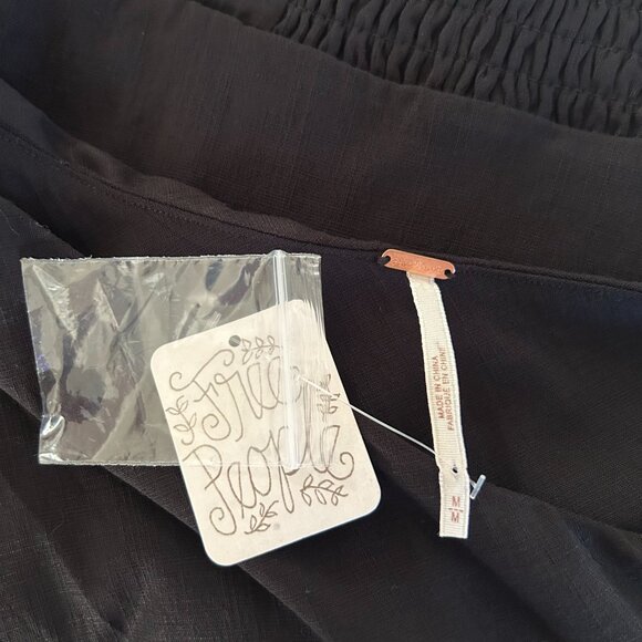 NWT Free People Jayne Black One Shoulder Tie Wrap Top M asymmetrical blouse - Picture 5 of 7